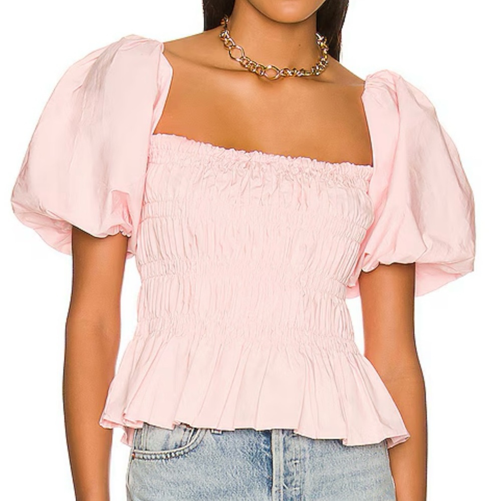 NWT ASTR The Label Savina Bubble Sleeve Top in Blush, Size Medium